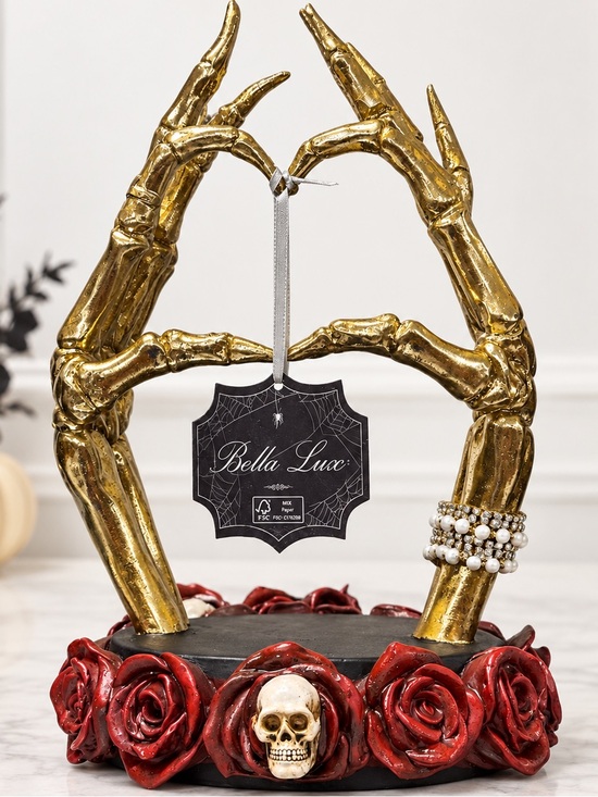 Bella Luxx Other - Bella Lux Gold Skeleton Hands Heart Halloween Decor